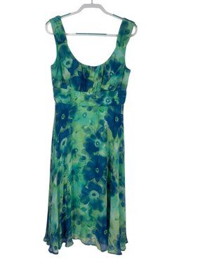 Connected Apparel Women Y2K Vintage Dress 12 Floral Chiffon Garden Party Midi